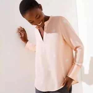 Loft Peachy Pink Polka Dot Blouse